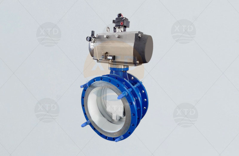 Pneumatic flanged telescopic butterfly valve